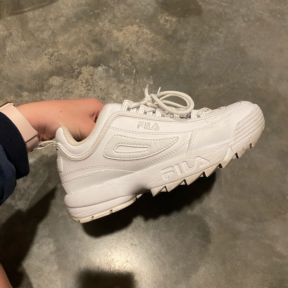 All white chunky filas